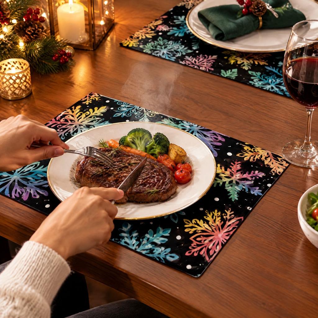 Christmas Placemat with Print Heat- Table Holiday Dining Table Decor for Home