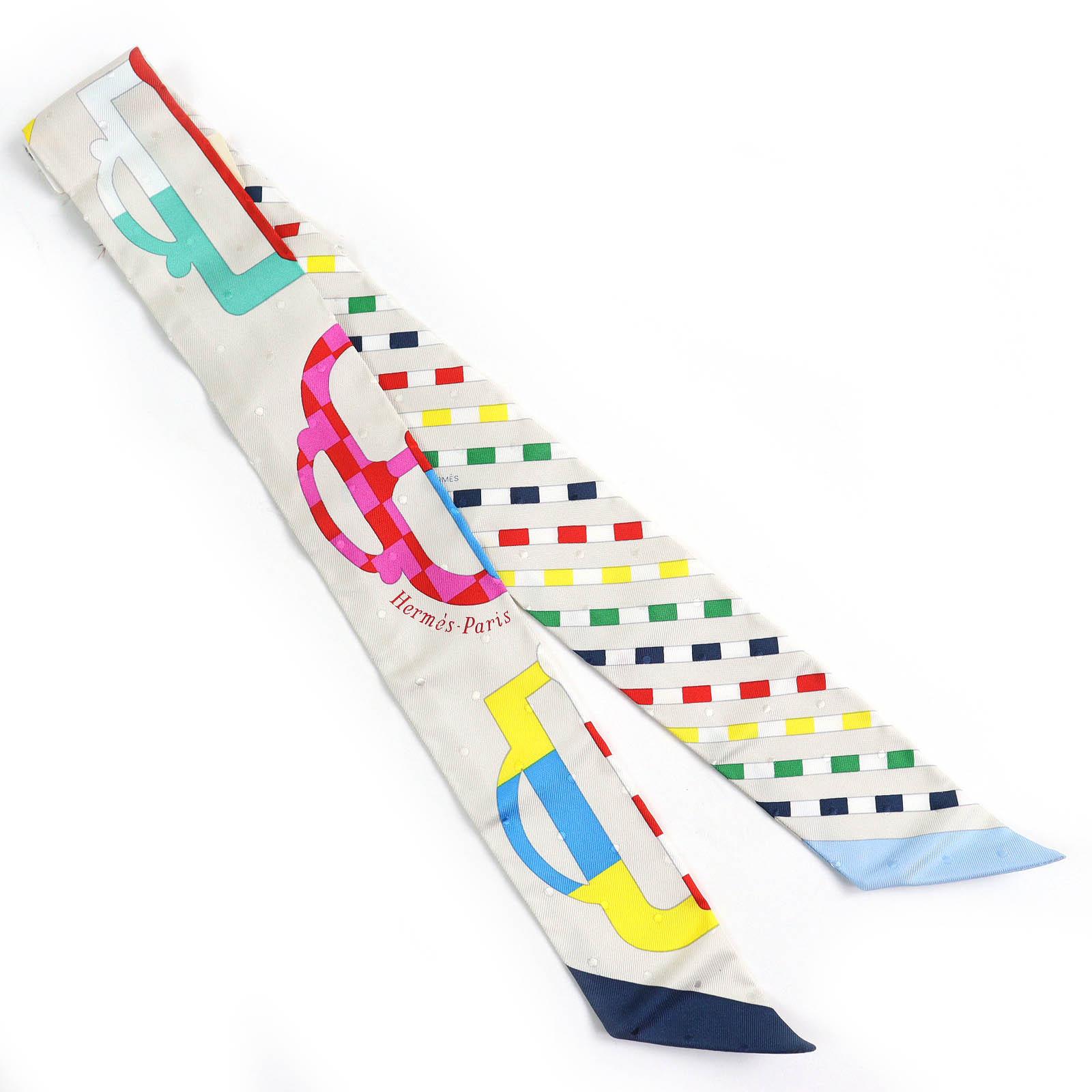 Pristine HERMES scarf BOVCLERIE MODERNE Modern buckle silk Women Used