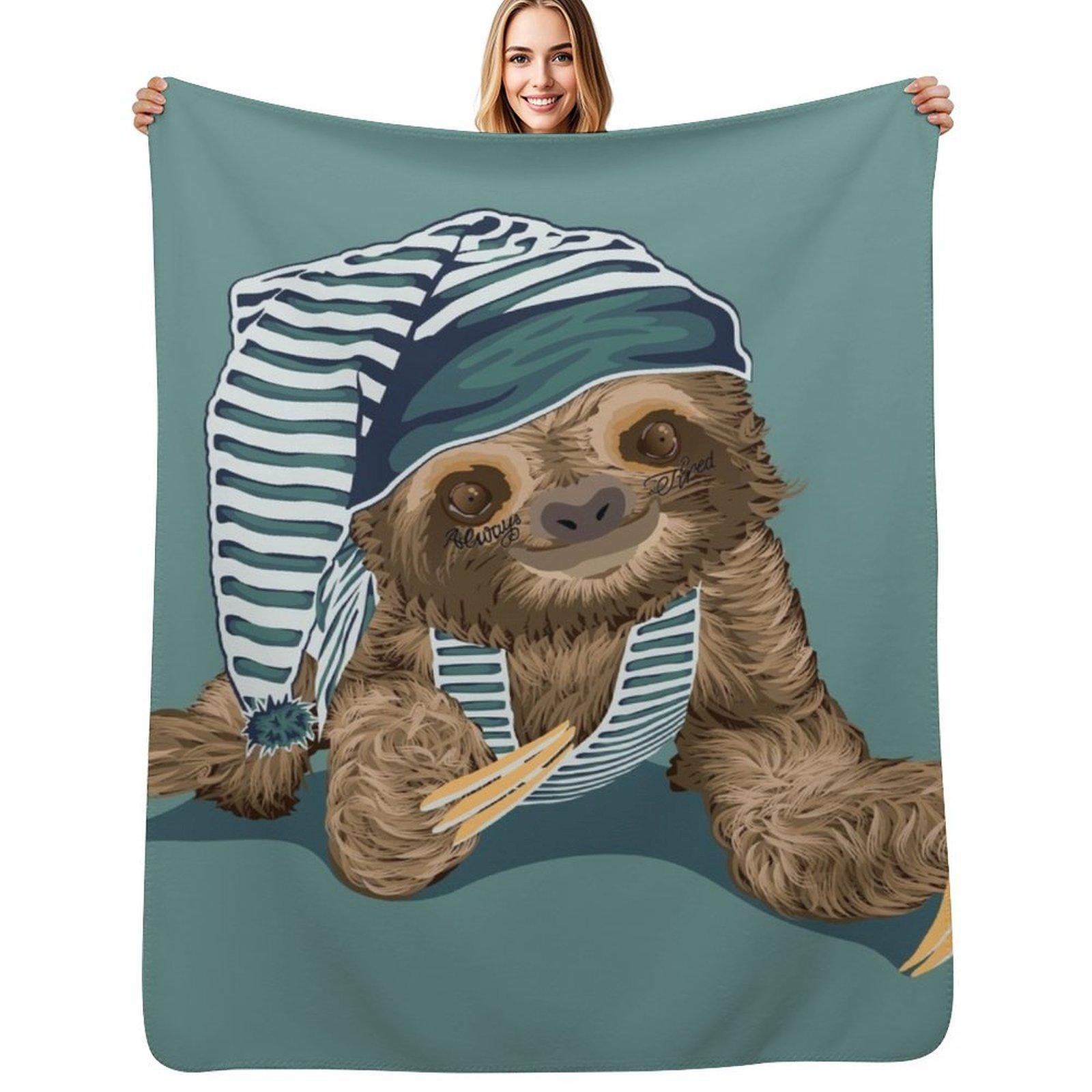 Always Tired Sloth Throw Blanket Lightweight Warm Blanket for Indoor Outdoor Use Size: 75*100cm, Weight: 230 GSM