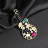 Crystal Guitar Brooch for Women Men Hollow Out Rhinestone Brooches Clothes Suit Pin Backpack Jewelry Accessories