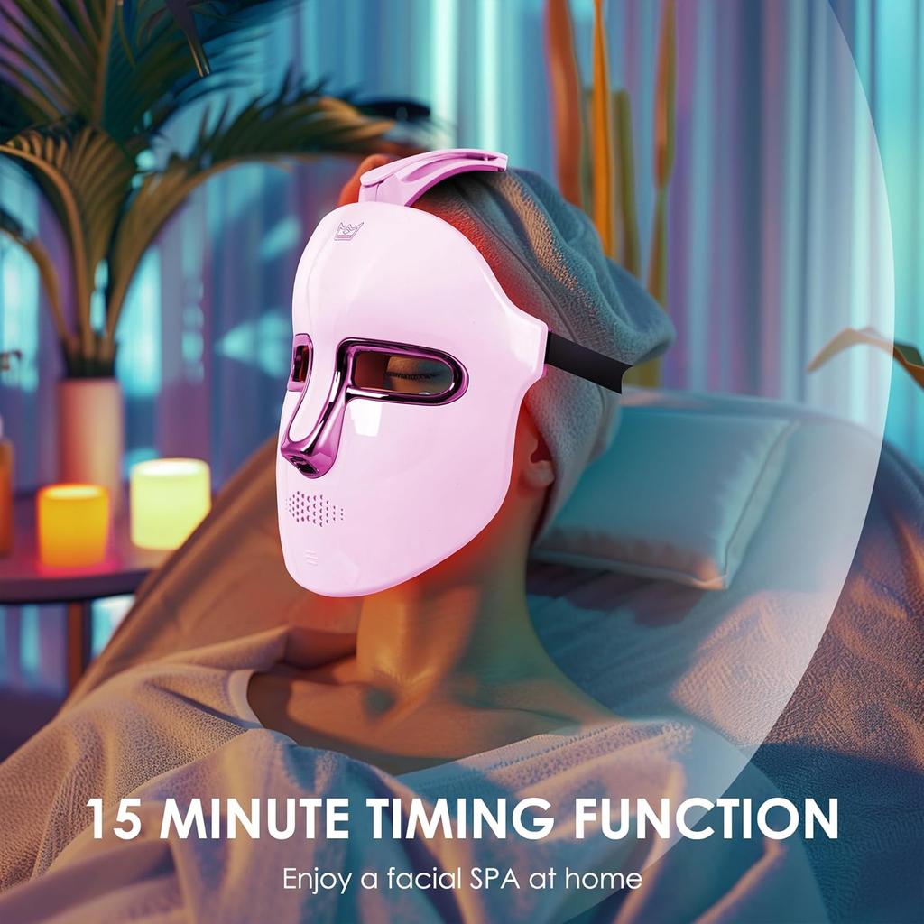 Red-Light-Therapy-for-Face, 7-1 Colors Led Face Mask Light Therapy, Facial Skin Care Mask (White)