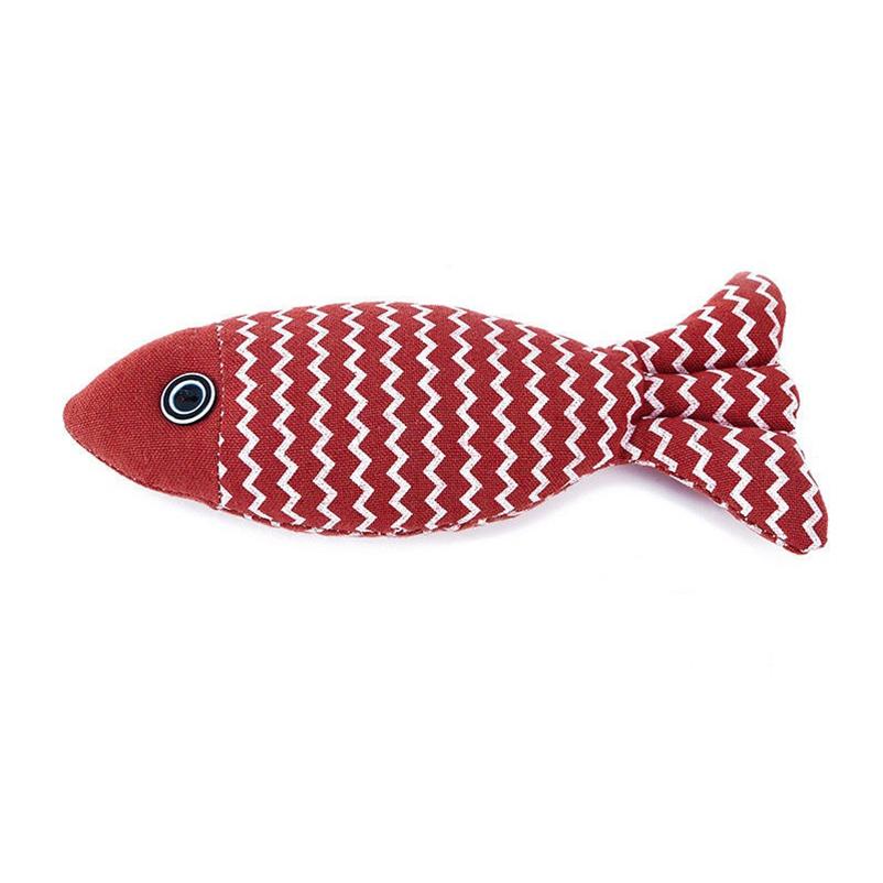 Cat toy self high boredom resistant bite clean teeth linen fish grinding teeth fun cat toy cat simulation fish toy pet supplies красный