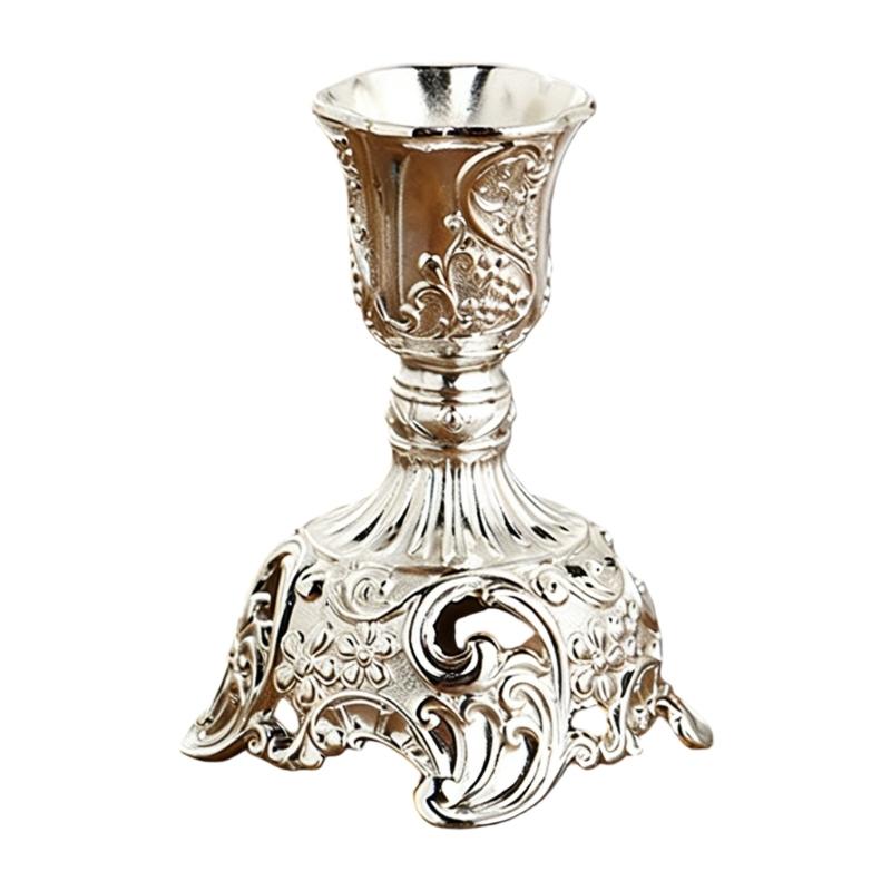 European Carving Tea Light Holders Practical Zinc Alloy Candlestick Holders For Decorative Display