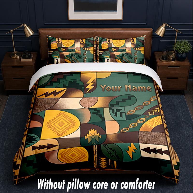 American Patriotic Theme Custom Text Or Name 3Pcs Bedding Set,1 Flat Sheet & 2 Pillowcases Personalized Home Bedding