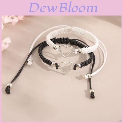 Kreatives Paar Schwarz-Weiß Armband mit hohlem Liebesherz-Design Verstellbares Legierungsarmband