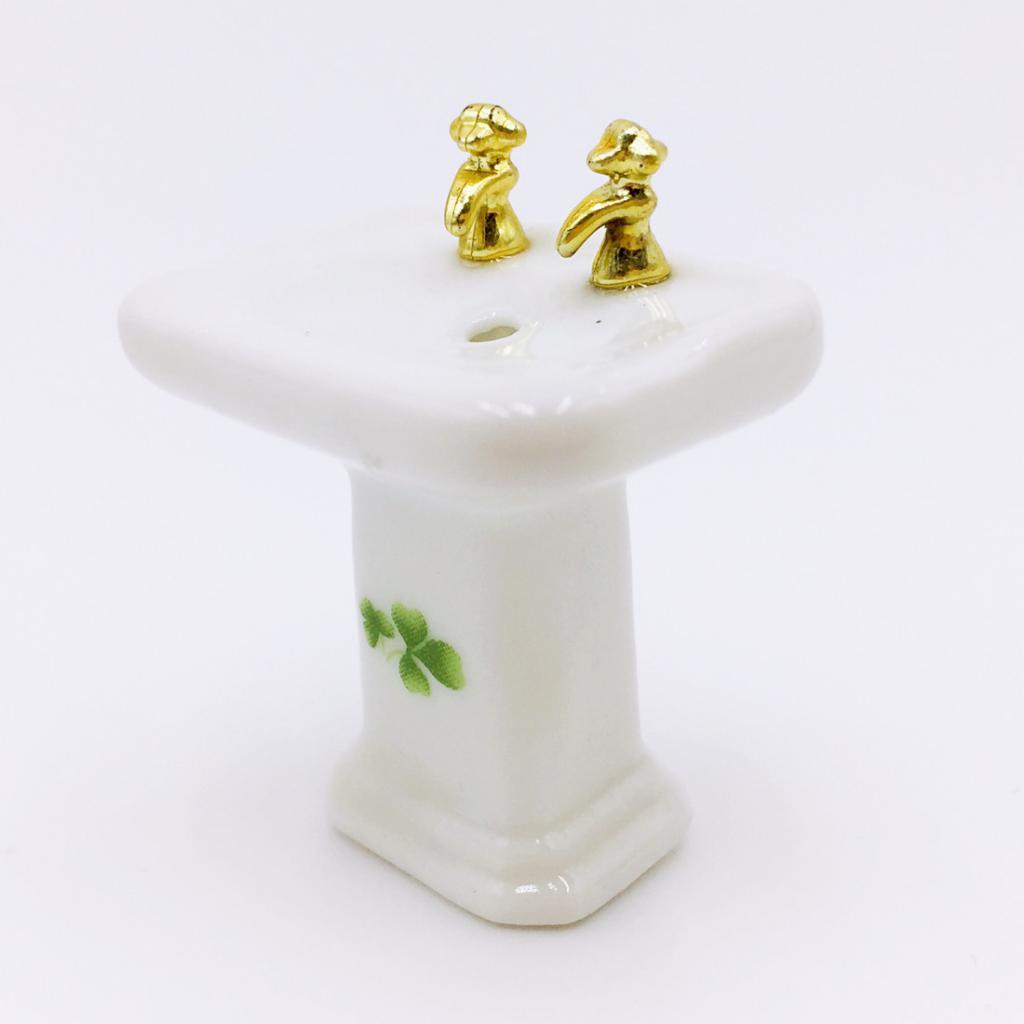 1/12 Dollhouse Miniature Porcelain Bathroom Set Ceramic