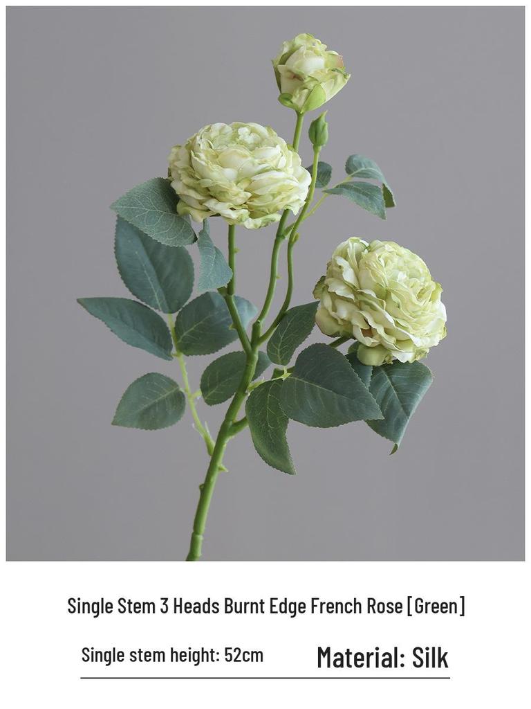 Vintage Burned Edge Rose Artificial Floral Arrangement for Living Room or Dining Table Decor