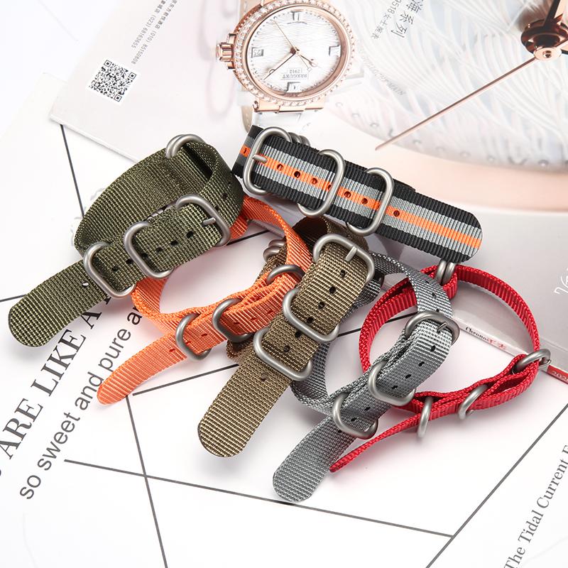 Nylon Strap 18mm 20mm 22mm 24mm Five-Ring Premium Weave Men Women Watch Band Bracelet Heavy Duty Stainless Steel Buckle