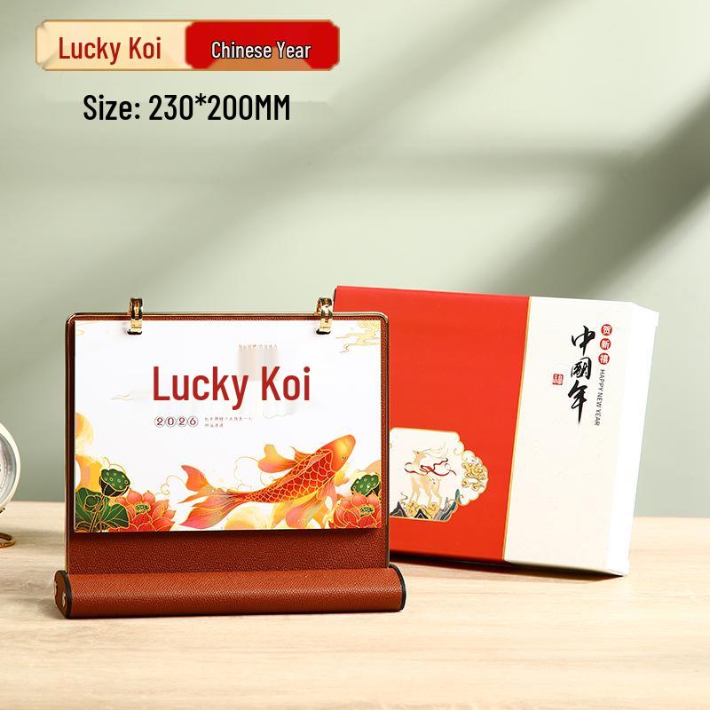 Personalized 2026 Leather Desk Calendar and Notepad Planner with Custom Logo