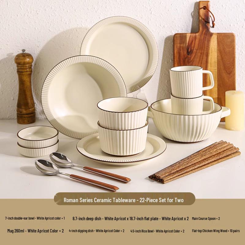 Nordic Ceramic Dinnerware Set: Retro Bowls & Plates - Elegant Minimalist Gift
