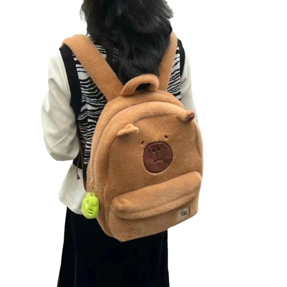 School Bag Capybara Plush Backpack Animal Cartoon Capybara Handbag  Female/Lady/Girl