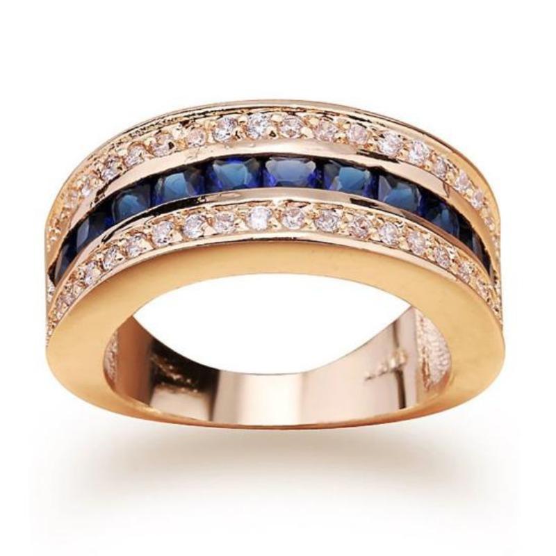 Unisex Shiny Blue Bridal Engagement Finger Jewelry Gift Wedding Ring