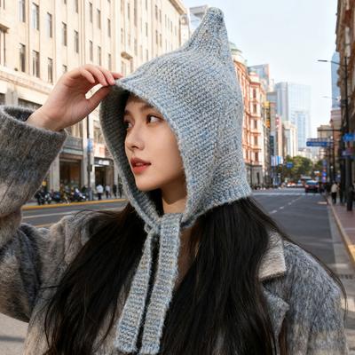 Korean New Pointed Knitted Hat for Men and Women Autumn and Winter Ear Protection  Warm Woolen Hat  Balaclava  Fashionable Hat