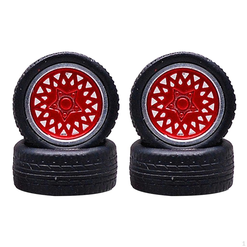 4 Pieces Hex Wheel Rims Car Accessories Rubber Tire 1/6 Flat Tires&Wheel for Modification RC