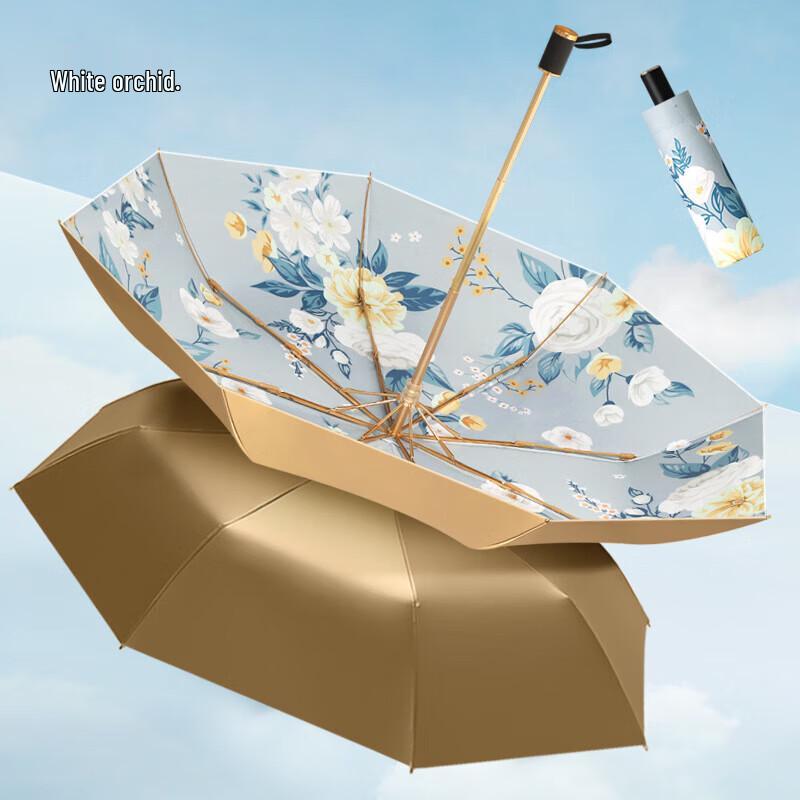 Xùqíng Retro 8-Rib Double-Layer Titanium Sun/Rain Umbrella