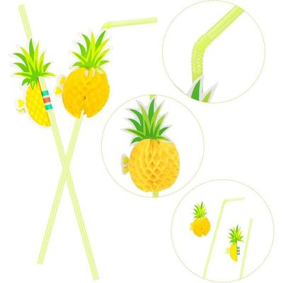 50 Stück Ananas-Strohhalme Ananas-Trinkhalme Tropische Strohhalme Cocktail-Strohhalme Hawaiianische Strohhalme für Luau-Party, Poolparty, Hawaiianische Partyzubehör