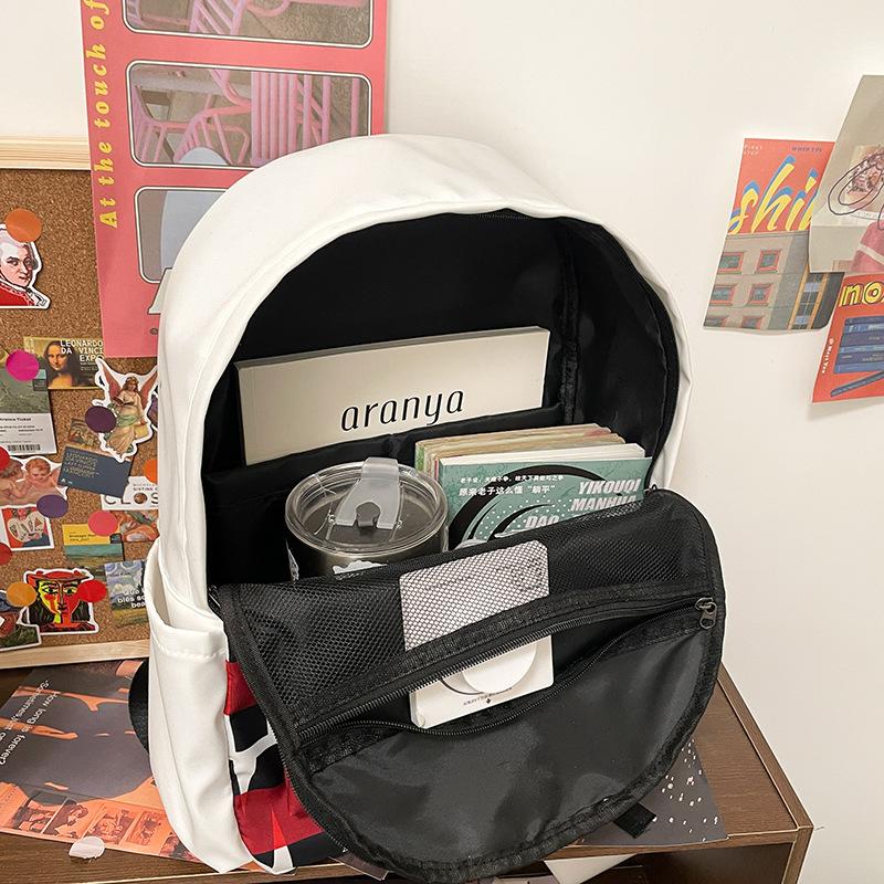 Creative Printed Letter Backpack Bag Casual Simple Large Capacity Men And Women The Same College Student Campus Bag