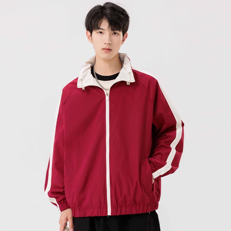 Jacket Men's Spring and Autumn New Men's and Women's Same Double-Sided Stand-Up Collar Jacket Trendy Outdoor Sports Casual Jacket