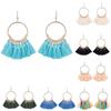 Colorful Round Hoop Allergy Free Earring Bohemia Style Colorful Thread Tassel Pendants Earring