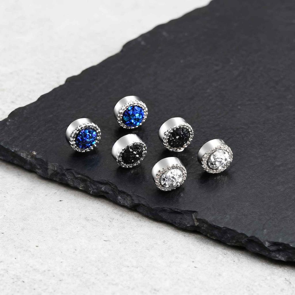 Magnetic Ear Clip for Men,Hip Hop Broken Rhinestone Round Ear Clip,Non Perforated Earring