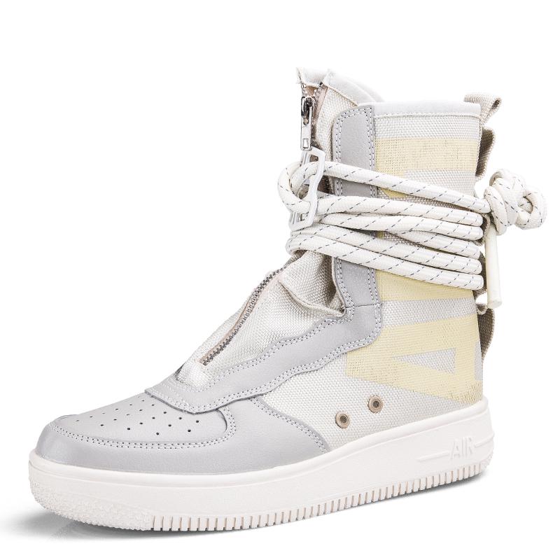 Mode Hochwertige Mode Turnschuhe Männer Paar Freizeitschuhe Straße Stiefel High Top Sneakers Cross Strap Trainer Erwachsene Schuhe Größe 46