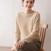 Women's 100% Pure Cashmere Semi-High Neck Sweater: Autumn/Winter 2026 Loose Knit Base Layer with Rolled Hem