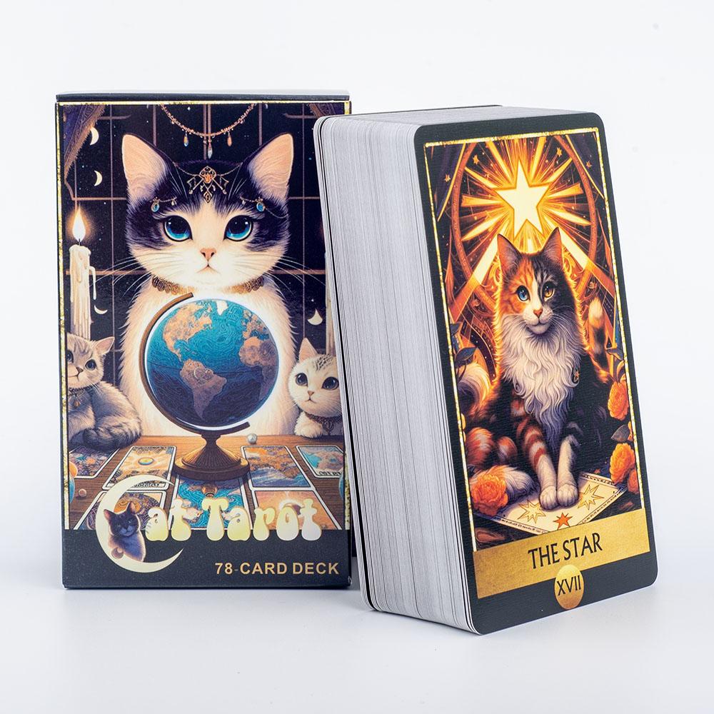 Cat Tarot 78 Card Deck English Version Board Game Divination Tools for Fun Fortune Telling Cards
