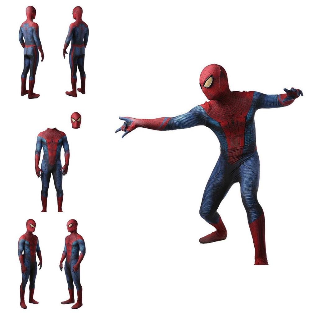 The Amazing Spider-man Suit Blue&red Spandex Bodysuit For Kids And Adults
