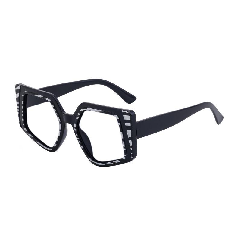 Unique Black White Irregular Square Reading Glasses Women Fashion Thick Frames Computer Eyewear Goggles