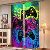 2 pieces, game controller curtains - bright neon text -30% blackout - suitable for living room, bedroom, kitchen, home decoratio