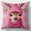 Merry Christmas decoration pillow cover red pink Snowman fawn pattern living room sofa cushion cover room home decoration