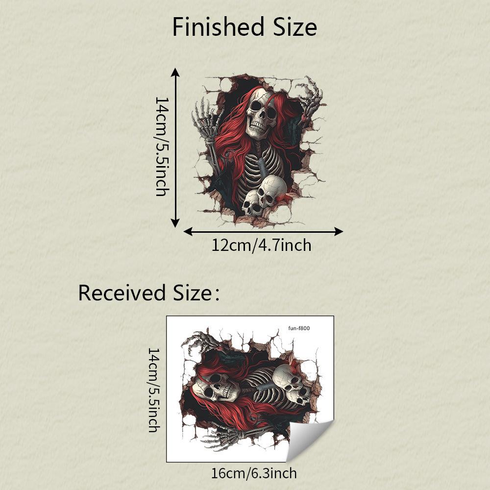

Хэллоуин Наклейка на машину Череп с рыжими волосами, Декоративная наклейка на машину для праздничной атмосферы