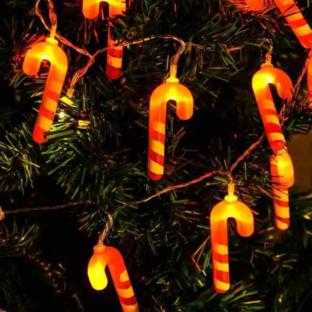 10/20/40 LED Candy Cane Light Santa Hat Xmas Tree Ornament LED Walking Stick Light  Home Decoration