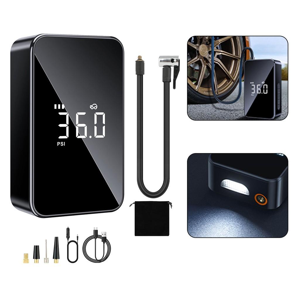 

4 надувных режима Автомобильный шинный насос постоянного тока 12 В Сверхдлинная воздушная трубка Большой ЖК-дисплей