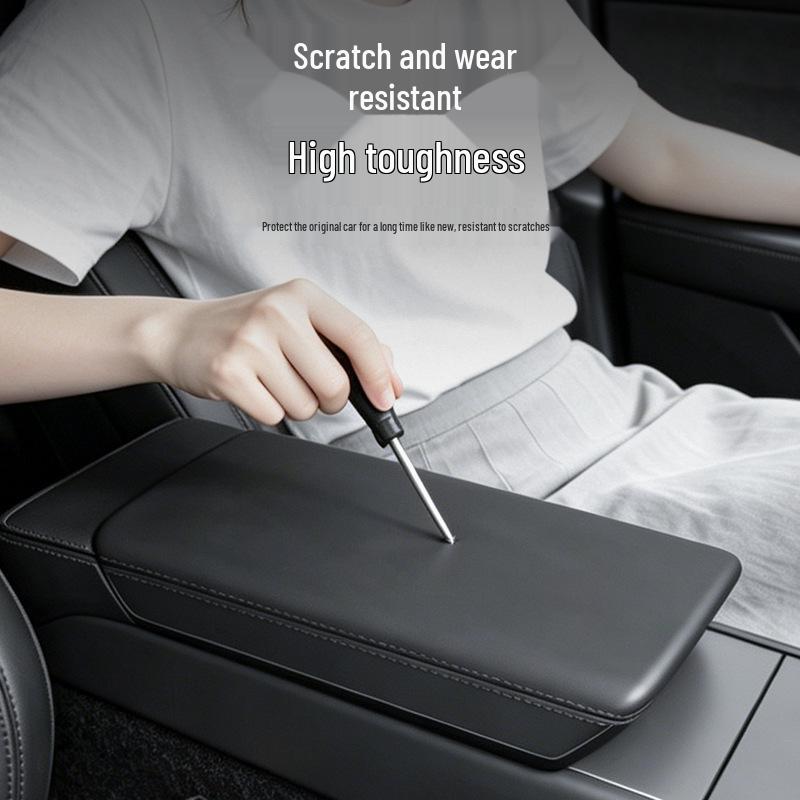 Black & White Silicone Armrest Cover for Tesla Model Y/3/YL – Scratch & Wear Resistant