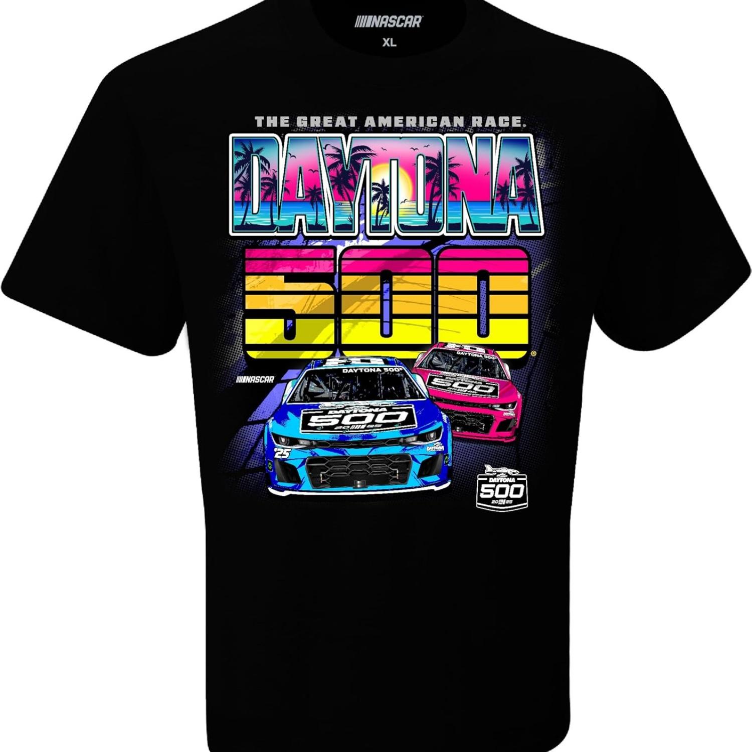 

2025 NASCAR Daytona 500 Великая американская гонка Футболка в стиле ретро XXXXXL чёрный