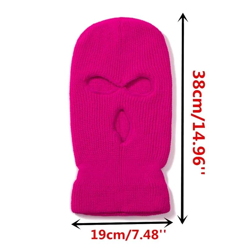 Hot Sale Unisex Balaclava Full Cover Style Ski Mask Hat 3 Holes Winter Hat Tactical Windproof Ribbed Knit Beanie Winter Warm Cap
