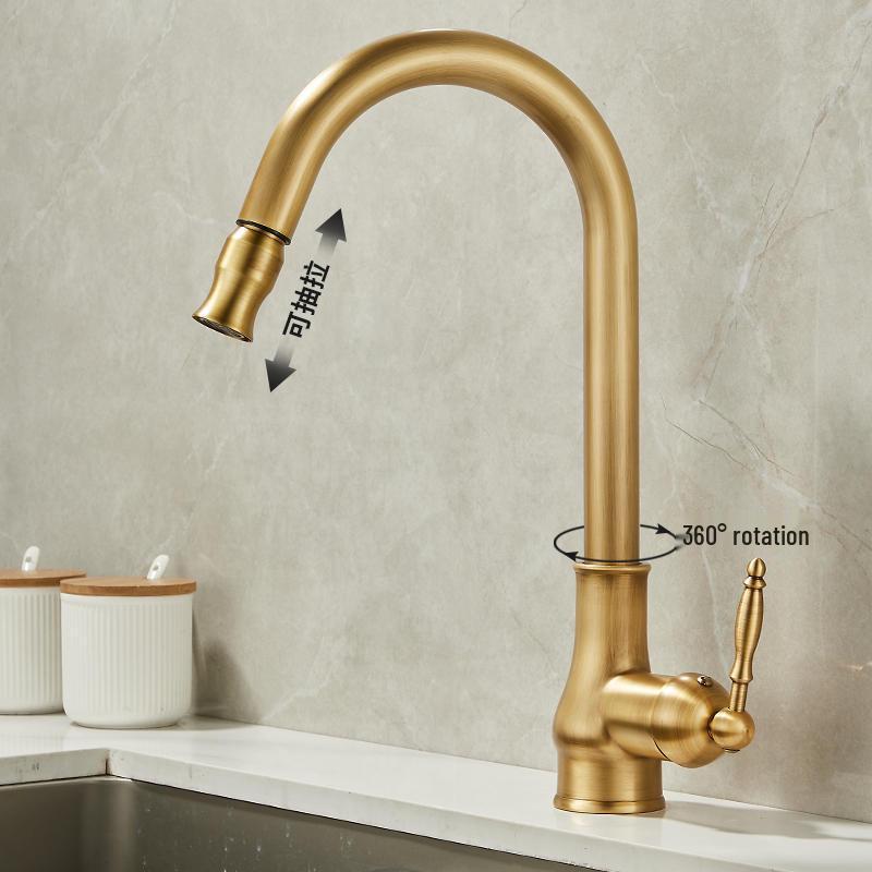 All-Copper 3-in-1 Pull-Out Sink with Hot/Cold Faucet for Kitchen and Vegetable Washing