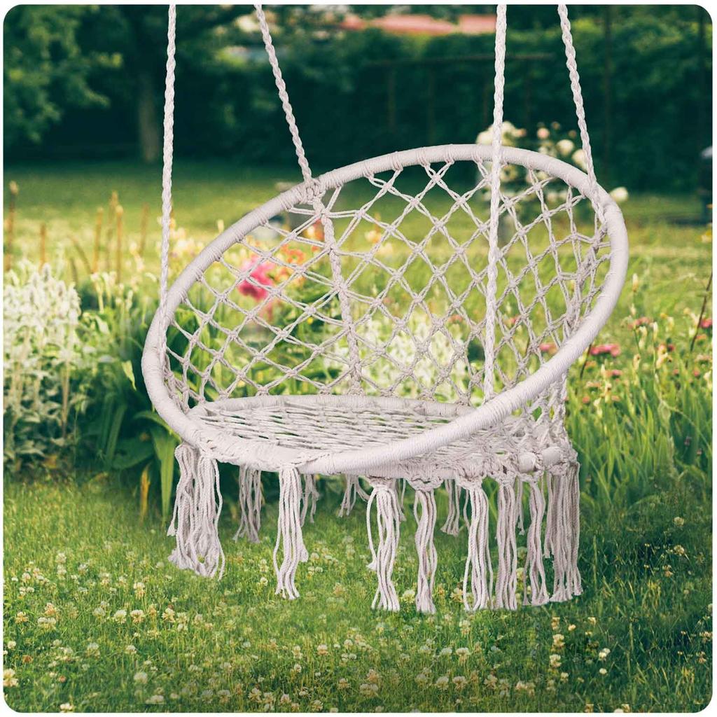 Hanging Garden Swing Chair Boho Beige