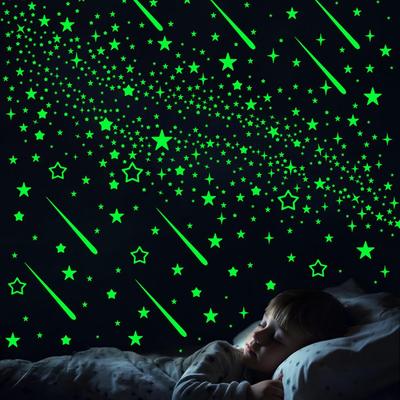 Colorful Starry Sky Luminous Wall Decals - Self-Adhesive Fluorescent Meteor Decorations for Children's Rooms and Cabinets