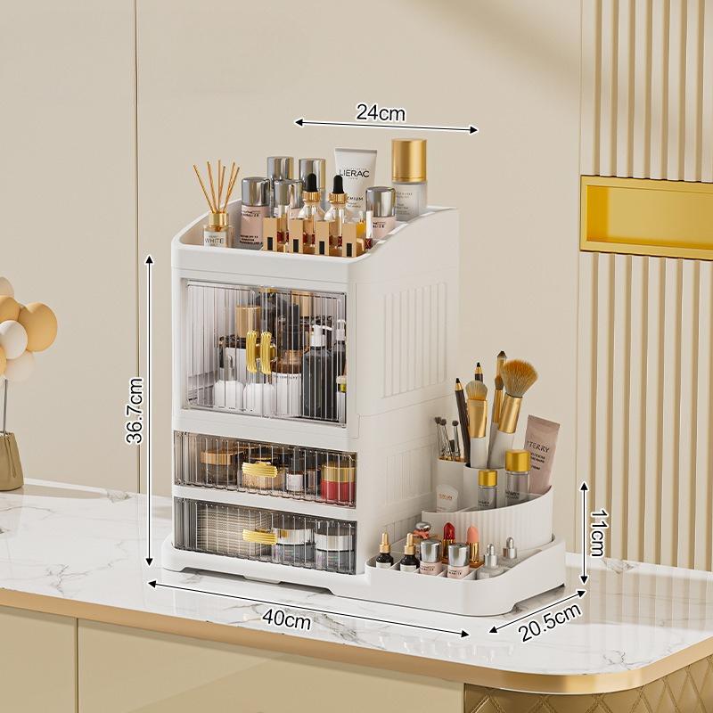 New Foldable Desktop Cosmetics Storage Box, Multi-layer Rack, Dustproof Large-capacity Dresser, Finishing Cabinet
