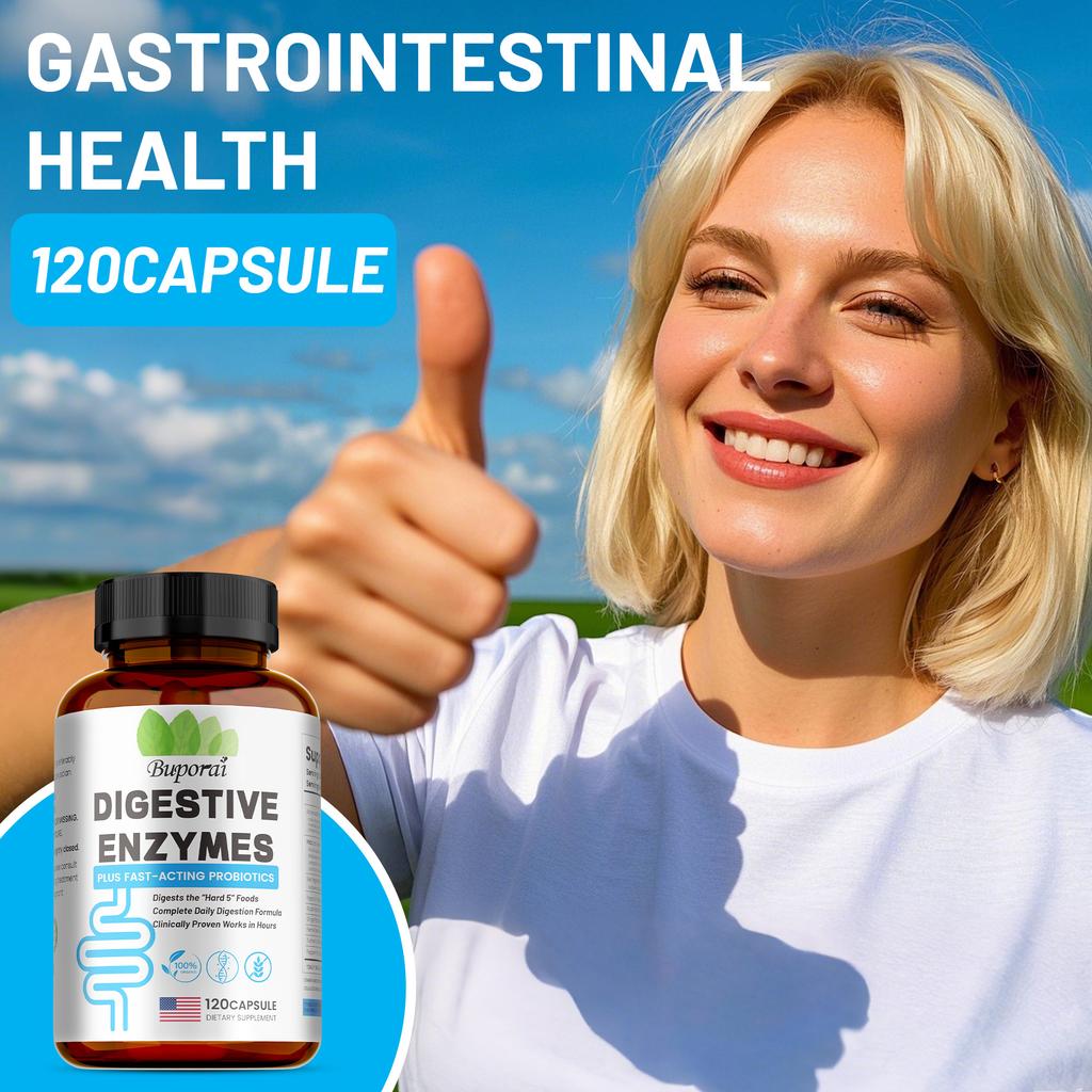 Complex Enzyme Digestive Supplement, Containing Probiotics and Prebiotics, Promotes Gut Health, Relieves Bloating, Suitable for Both Men and Women.