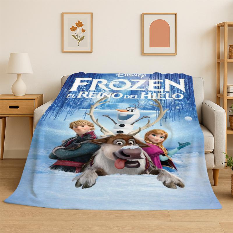 Cartoon Frozen Elsa Anna Princess Girl Flannel Blanket Soft Warm Throw Blanket for Bedroom Living Room Bed Travel Picnic Kid