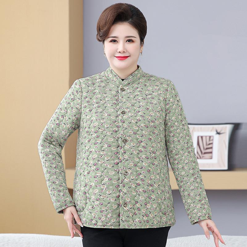Plus Size 200 Jin Women's Cotton Jacket for Indoors/Outdoors - Fleece-Lined Back Protection for Middle-Aged & Elderly