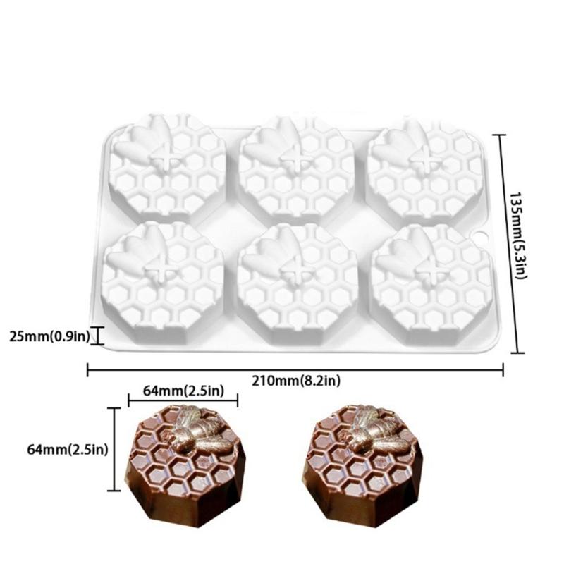 6-cavity Honeycomb Silicone Mold Fondant Mousse Cake Mold DIY Pastry Chocolate Mold Baking Decorating Tool Nonstick