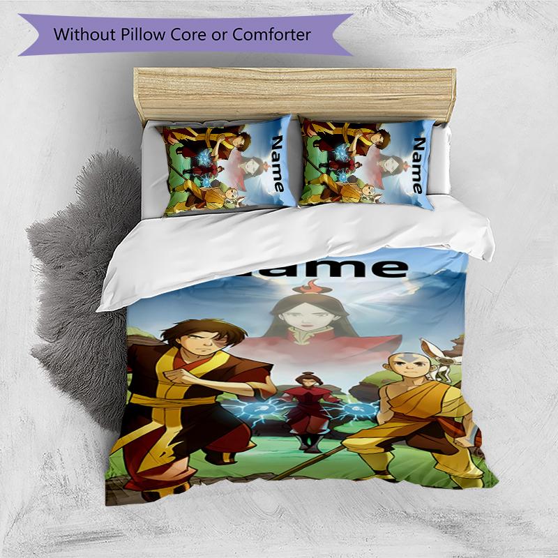 3pcs Custom Name Avatar The Last Airbender Bedding Set Duvet Cover Closure Includes 1 Duvet Cover & 2 Pillowcases for All Seasons Bedroom Decor