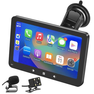 Portable 7" Car MP5 Multimedia Player Support CarPlay Android Auto FM+Camera+Mic