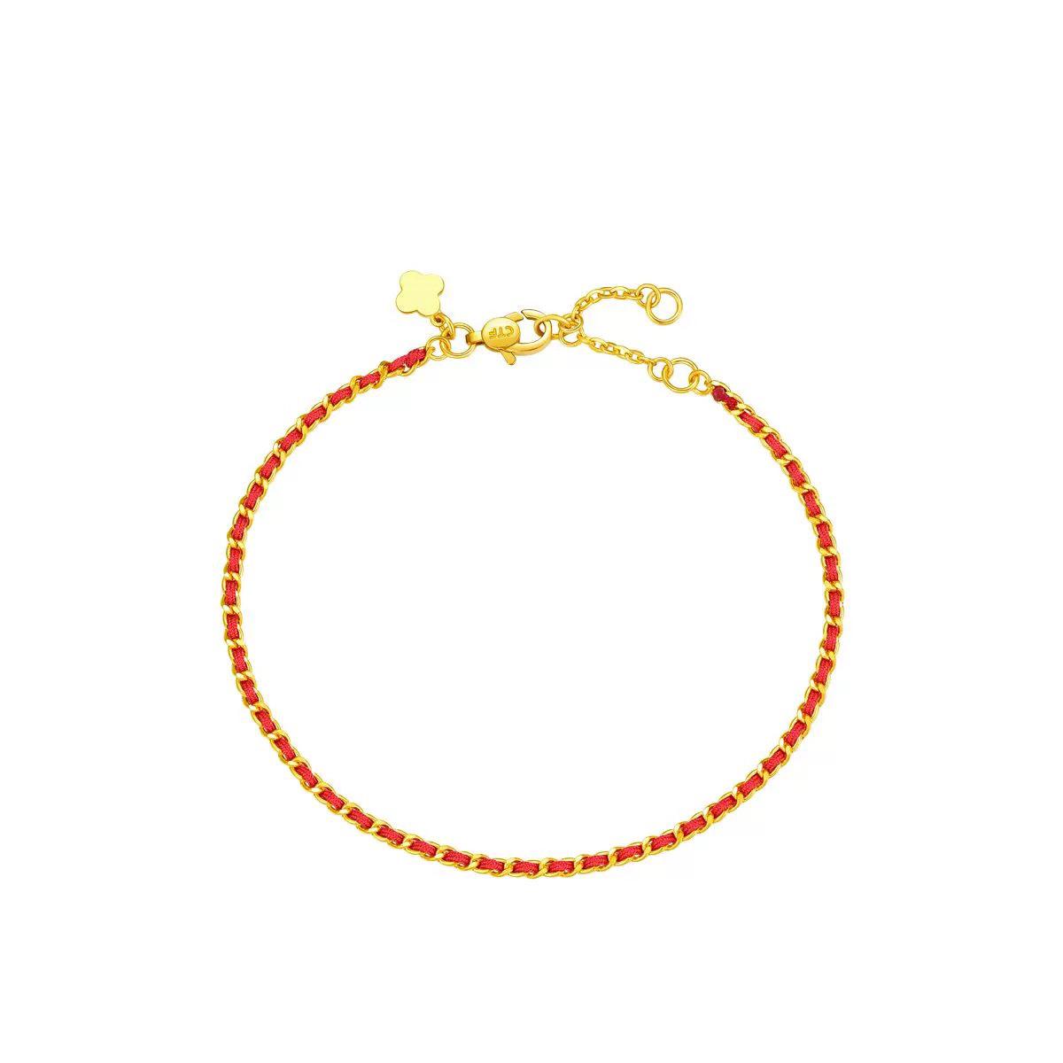 Очень тонкий посеребренный 24-каратным золотом красный плетеный браслет-нить с подвесками в виде знака Сяосянфэн и года рождения