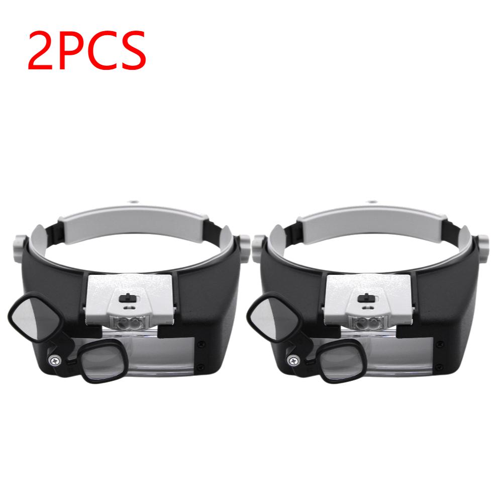 1.5X 1.5X 6X 8X Headband Glasses Magnifying Adjustable 2 LED Light Magnifier Loupe Glasses for Reading Magnifier Illuminated