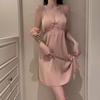 Sexy Pajamas with Chest Pads Women's Summer 1011 Ice Silk New Thin Lace Suspender Nightdress Two-piece Loungewear